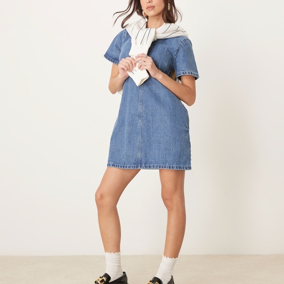 Abercrombie &Fitch Denim Shift Mini Dress Size SP - Picture 4 of 7